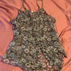 Aerie sheer button up tank, large